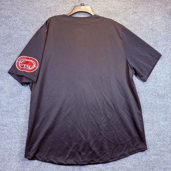 VTG Ecko Unltd Jersey Mens‎ 3XL Black Red Short Sleeve Button Up Baseball Shirt - Picture 2 of 9